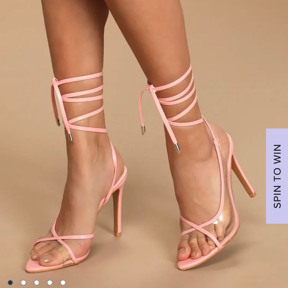 Lulu’s Pink Lace-Up Heels